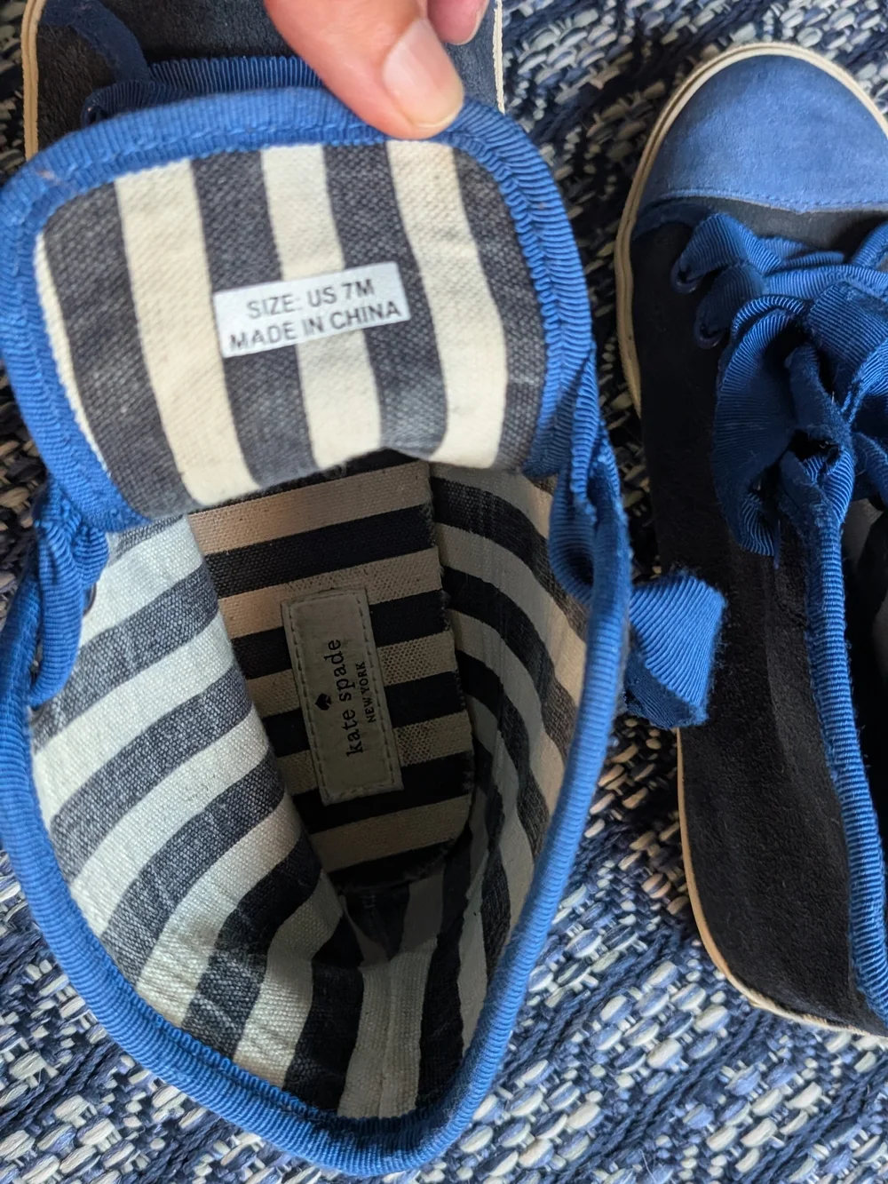Kate Spade Lorna Navy Suede Women's High Tops Sneakers, Size 7